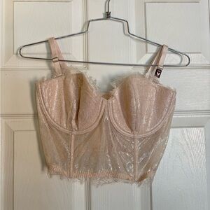 Victoria's Secret Shimmer Lace Bustier in Cream